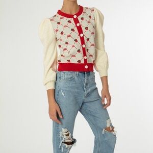 Ellandemm Strawberry Monogram Cardigan XSmall NWT
